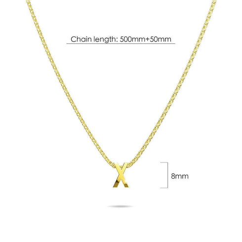 Initials Brick Alphabet Letter Necklace Gold Layered Steel Jewellery